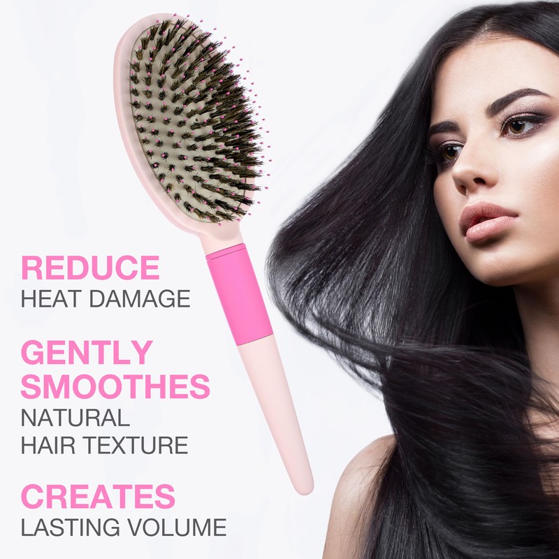 Mixed Bristle Oval Hair Brush w/Soft Touch handle for Frizz-Free,