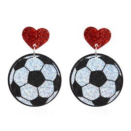 Acrylic Baseball MOM Earrings Glitter Shiny Softball Volleyball Dangle Drop Earrings Sport Team Mother’s Day Jewelry Gift-soccer