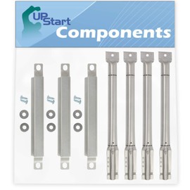 UpStart Components 3 BBQ Grill Burner Crossover Tube & 4 Tube Burner Replacement Parts for Kenmore 415.16127 - Compatible Barbeque Carry Over Channel Tube & Pipe Burners