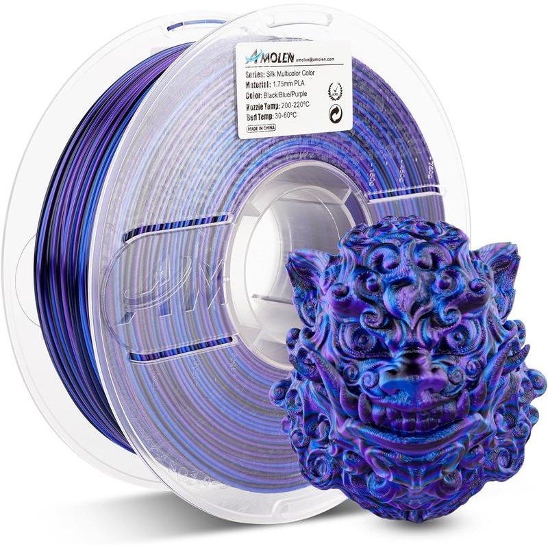 Silk S-Series PLA 3D Printer Filament, Shiny Multicolor Rainbow PLA