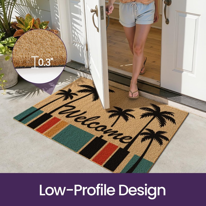 Front Door Mat Outside Entrance 24x36 Welcome Doormat Coconut Tree