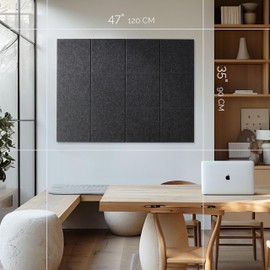 VIVELDA Large Cork Board for Office Black Felt Board Alternative - Felt Bulletin Board Tiles for Office Wall Decor, Push pin Board Wall Organizer for Office - Pack of 12 (Charcoal Gray)