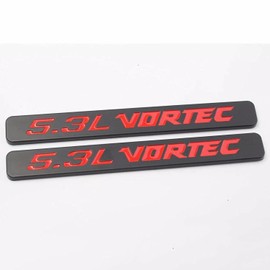 Hood Door Side Emblems Engine 3D Badge Nameplate Decals Fits for 5.3l Vortec 2PCS (Black Red)