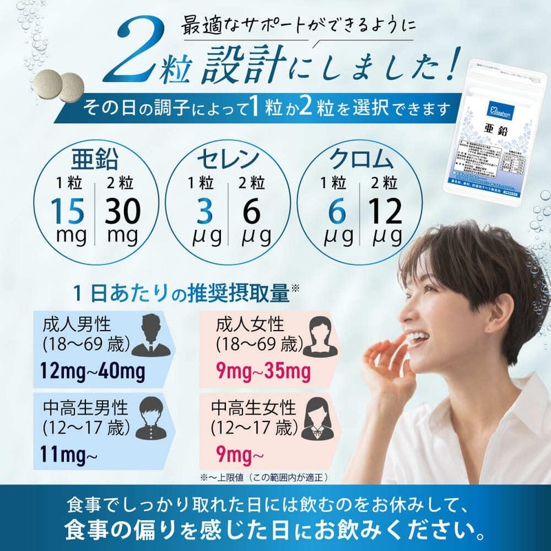 OLASHON 亜鉛 サプリメント 60粒 30日分 1袋 クロム セレン 健康応援団