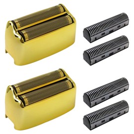 HaeKap 2pcs Replacement Foil and Cutters for BaBylissPRO Double Foil Shaver, Replacement Foil for BaBylissPRO FXFS2 Shaver (Gold)