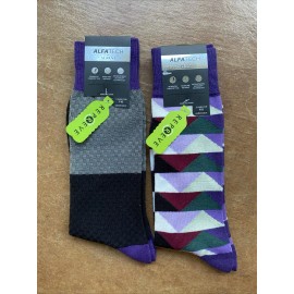 Alfani New  ALFANI Mens 2 Pack Purple Dress Crew Socks, Shoe Size 7-12,Sock Size10-13