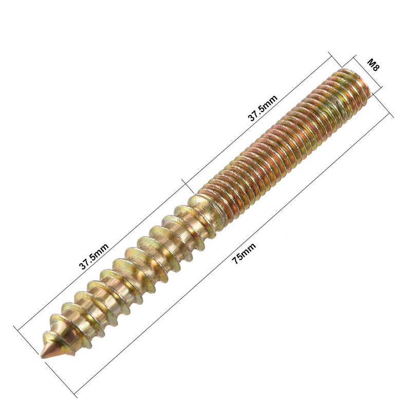 uxcell M8 Hanger Bolts Length 3"(75mm) Double Headed Bolts Self-Tapping