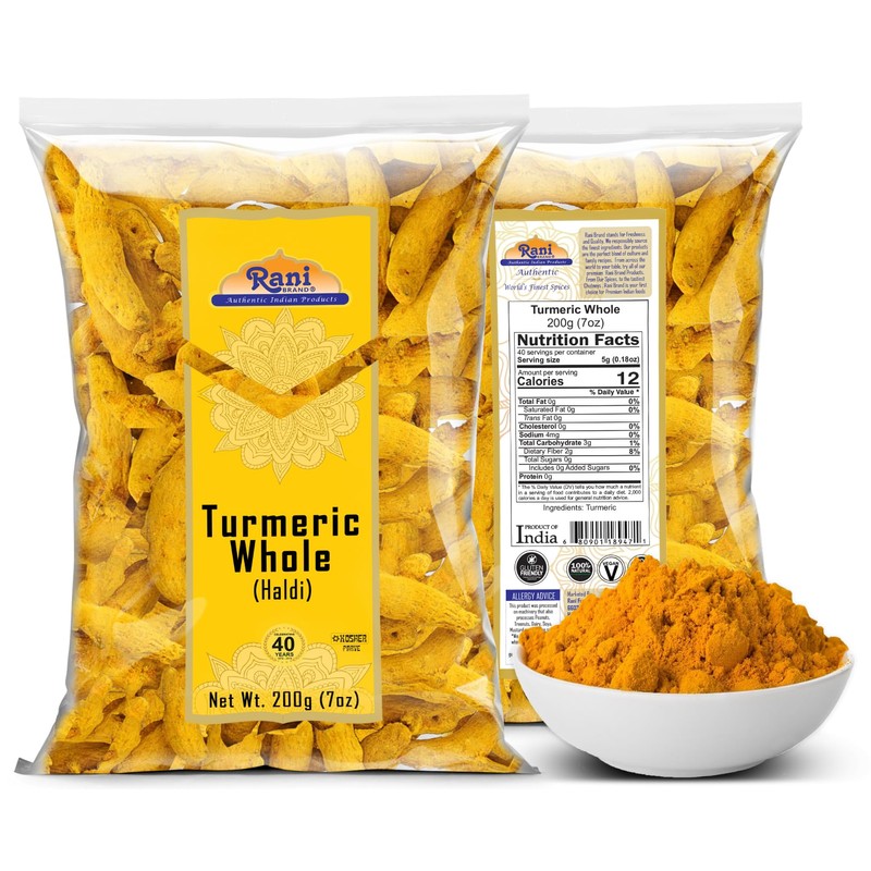 Rani Turmeric (Haldi) Root Whole Spice, Dried 7oz (200g) ~
