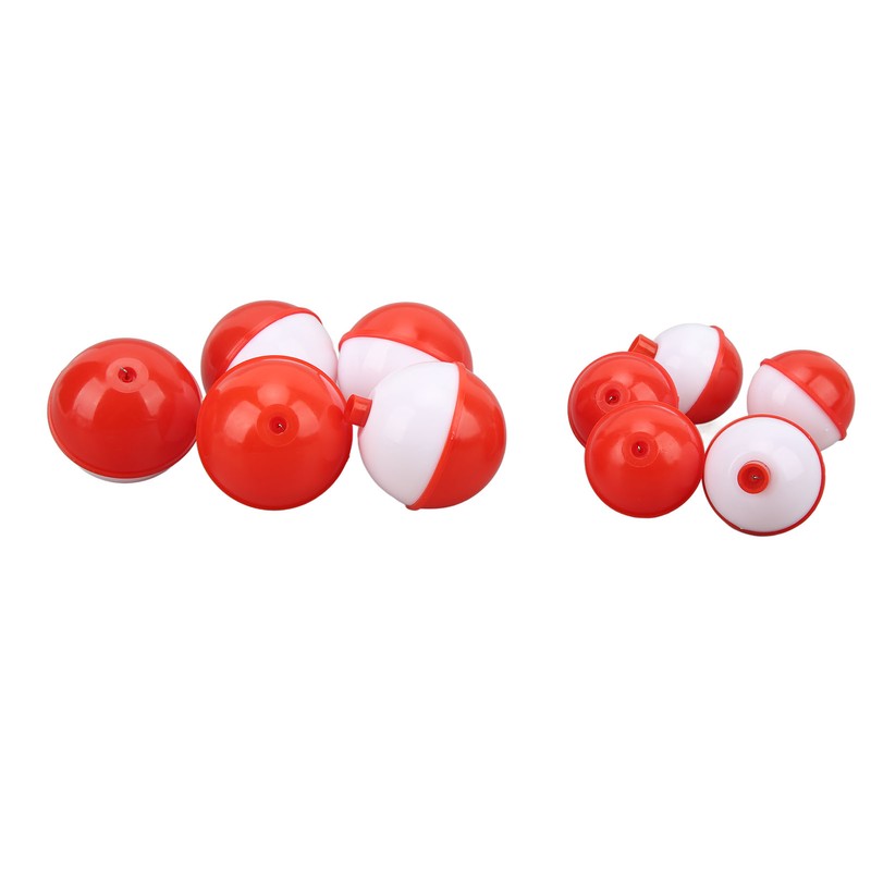 50PCS Ball Shaped Fishing Float Plastic White Red 2 Specifications