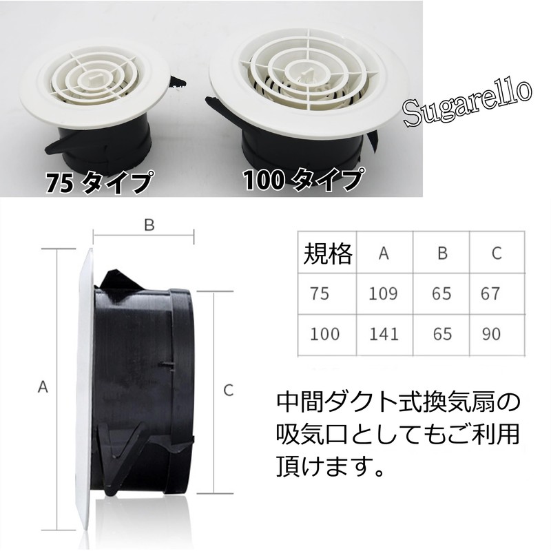 Sugarello Ventilation Duct Cover, Ventilation Inlet, Round Type, Register, Rotary