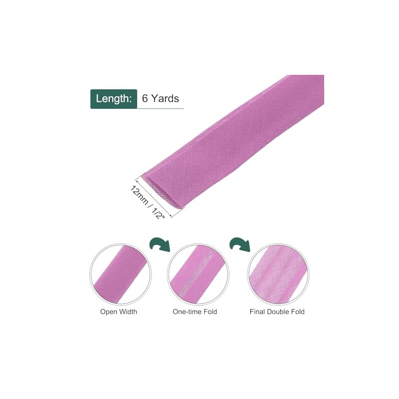 MECCANIXITY 1/2 Inch Double Fold Bias Tape Continuous Bulk Cotton
