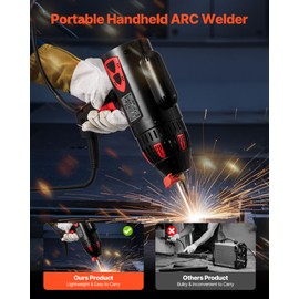 VEVOR Portable Handheld Welding Machine, 20-130A Portable ARC Welder with Stepless Current Adjustment & IGBT Inverter, 115V Handheld Stick Welder Digital Display Fit for 1/16"-1/8" Welding Rods