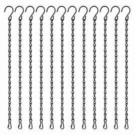 9.5 Inch Black Hanging Chains, 12 Pack Plant Hangers for Bird Feeders, Planters, Lanterns, Wind Chimes, Baskets, Billboards & Outdoor Ornaments – Includes S-Hooks & Clips