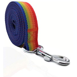TAIAN 4FT/5FT/6FT Strong Dog Leash, Nylon Dog Leashes for Small Medium Large Dogs (3/4 in x 5 ft, Rainbow)