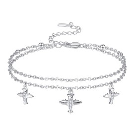 Palpitate Plane Jewelry Airplane Anklet 925 Sterling Silver Women Anklet Delicate Fly Airplane Gift Jewelry