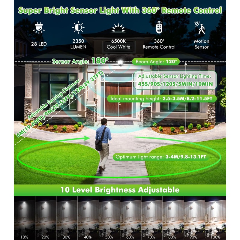 CLY 25 W LED Spotlight with Motion Sensor Outdoor Remote