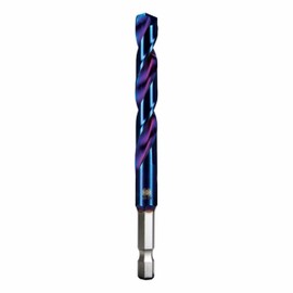 Spyder 3/8-inch Quick Change HSS Drill Bit with Hex Shank, for Wood, Metal, Plastic, and PVC, Mach-Blue Armor Plating