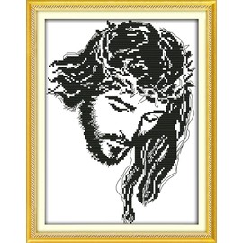 Amiiba Stamped Cross Stitch Kits, Meditation Jesus DIY 11CT 11.4x15.7 inch (Jesus)