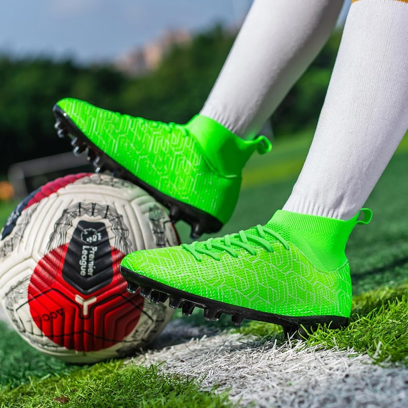 XGHRIAN - Zapatos de fútbol para niños, Verde, 3 Big