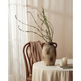 Rust Red Farmhouse Home Decor Vase, Hand Painted Ceramic Vase, Grain Glazed Boho Large Vase, Suitable for Decorating Room, Center Table-Rust