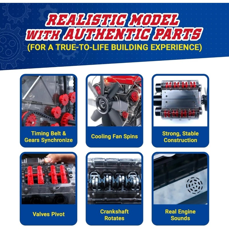 PLAYZ V8 COMBUSTION ENGINE WORKING MODEL 270 STEEM PARTS