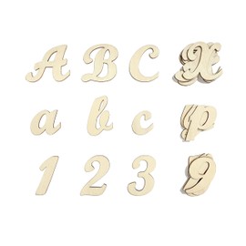 2 Inch 458 Pcs Wooden Cursive Letters Numbers Crafts Unfinished Wood Alphabet Letters ABCs Numbers 0-9 with Extras for Wall Decor