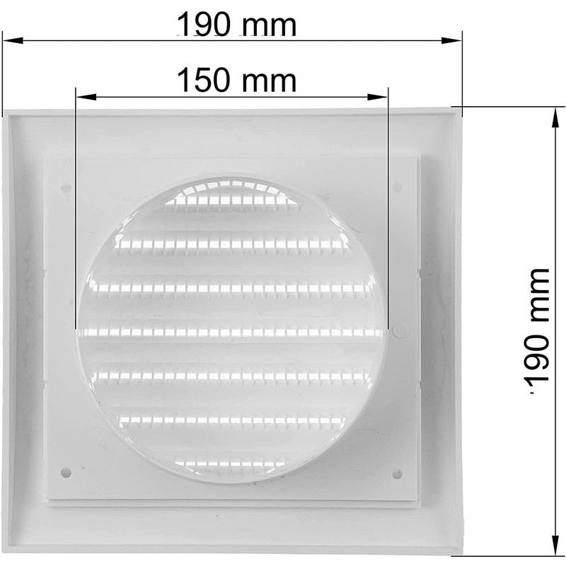 Vent Systems Diameter 150 mm – Outer Dimensions 190 x