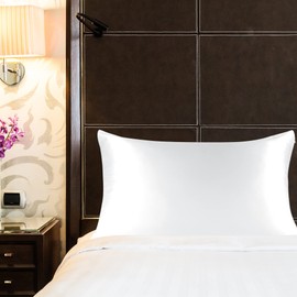 sourcing map Silk Pillowcase 19 Momme Mulberry Silk Pillowcase with Zip Pillowcase White 51 x 66 cm