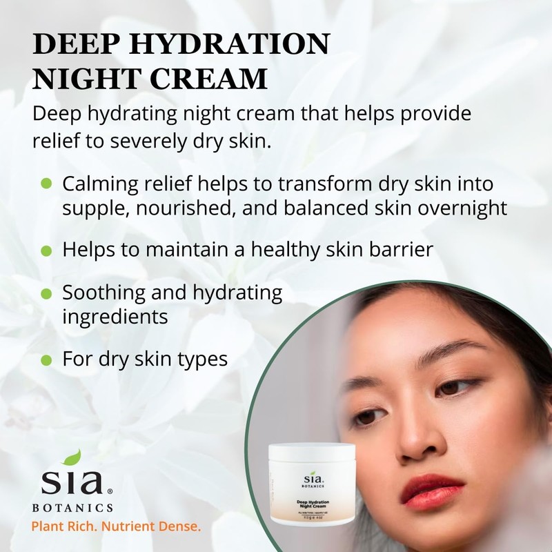 Sia Botanics Deep Hydration Night Face Cream (118ml4oz jar) |Jojoba