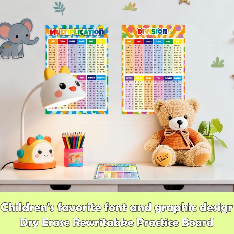 Cobers 16.5"×11.7" Multiplication and Division Table Math Poster, Elementary Education