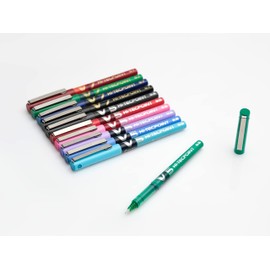 Pilot V5 Hi-Tecpoint Rollerball Pen - Fine 0.5mm Nib - Pillow Pack of 3 (Violet)