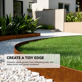 Metal Garden Landscape Edging with 8Pcs Stakes, 4.5" x 25Ft Galvanized Steel Lawn Edgings Roll Flexible Coil Border for Landcaping,Flower Bed,Rusty