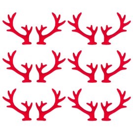 GORGECRAFT 18 Pairs Red Christmas Deer Decor Mini Antlers Embellishments Flocking Deer Antlers Hair Clips Accessories Reindeer Elk Branch Animals Horn Snowman Hand for Headband Snowman Party Ornaments