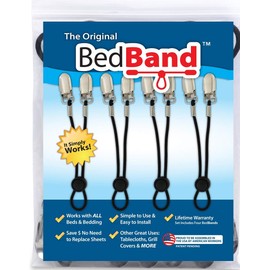 Bed Band The Original Adjustable Fastener/Holder/Strap/Suspender/Gripper for Your Sheets (3 Pack - Black)