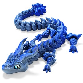 TEAONE 3D Printed Dragon, Articulated Dragon Fidget Toy for Home, Office (Blue)