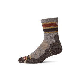 Smartwool Mens Hike Light Cushion Striped Mid Crew Socks Taupe/Natural Marl Medium