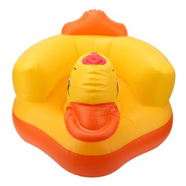 Demeras Duck Bath Safety Seat, Multifunctional 0.25mm PVC Inflatable Chair, Space Saving for Baby Showers (Oval Base Yellow)