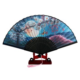 kapopi Bamboo Handle Fan, Decorative Folding Fan for Stage Performance, Dance Props, Birthday Wedding Church Decoration Party, DIY Decoration for Home and Office Walls fan -A