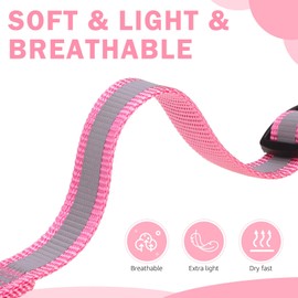 SCENEREAL Dog Collar with Airtag Holder for Small to Large Dogs, Reflective, Safety Locking Buckle, Soft Nylon Pet Collars Adjustable for All Breeds, Pink S