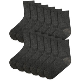 A2Z 4 Kids Boys Girls Back to School Cotton Rich Plain Ankle - Socks 970 6 Pack Charcoal 3-6 (9-12)