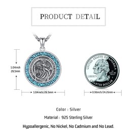 StoryEtain Saint Christopher Necklace for Men 925 Sterling Silver St Christopher Medal Amulet Protection Pendant Necklace Catholic Jewelry Gift for Women