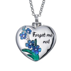 MEIDERBO Forget Me Not Urn Necklaces for Ashes 925 Sterling Silver Memorial Necklace for Women Forget Me Not Flower Cremation Keepsake Jewelry for Human Ashes Holder