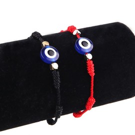 CACALOSS 2 Pieces Evil Eye Bracelet Handmade Adjustable Red String Protection Bracelet Women Men