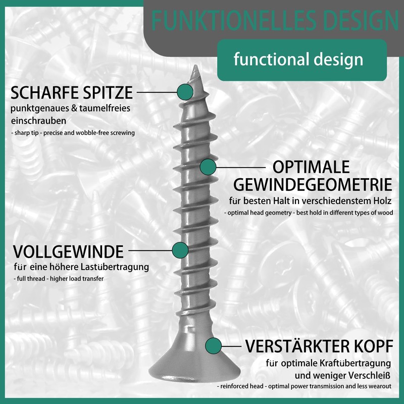 Chipboard Screws with Countersunk Head and Torx Drive (TX) Made