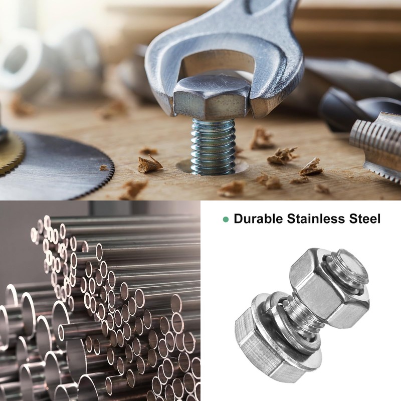 M METERXITY 4-Pack Hex Head Screw Bolt with Nuts Flat