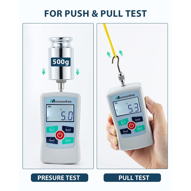 Mxmoonfree 50N Digital Force Gauge Push Pull Gauge Portable Force
