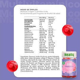 Gomitas Prenatales con Ácido Fólico Mujer Omega 3 Zinc Vitaminas A B C D y E | 72 Gomitas | Multivitaminico Mujer Suplemento Para Embarazo | Vegano | 