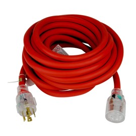 TEMCo 30 ft L14-30 - 30Amp Extreme Cold Weather Generator Extension Power Cord w/Lighted Plugs SJEOW Insulation Remains Flexible to -58F(-50C) 10 Gauge 4 Prong 125/250V 7500W UL Listed 1 YearWarranty