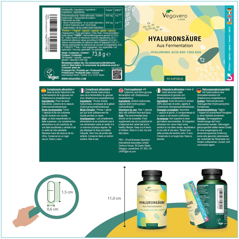 Vegavero Hyaluronic Acid Supplements | NO Additives, Lab-Tested | High