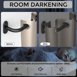 JRZOO Wrap Around Curtain Rods Black, Blackout Heavy Duty Curtain Pole for Windows 48 to 84 Inch, 1" Decorative Room Darkening Curved Modern Drapery Rod (Matte Black/Unique Design/All Metal)